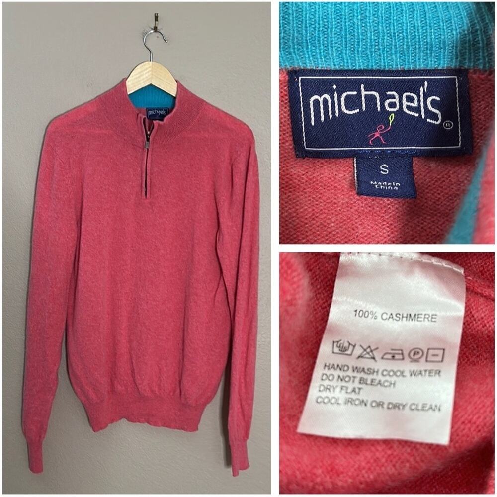 Michael’s Men’s 100% Cashmere Small Quarter Zip Sweater $295 MRRP